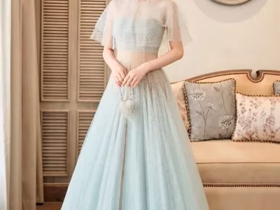 Váy dáng dài trong suốt màu xanh chau hy chau hy