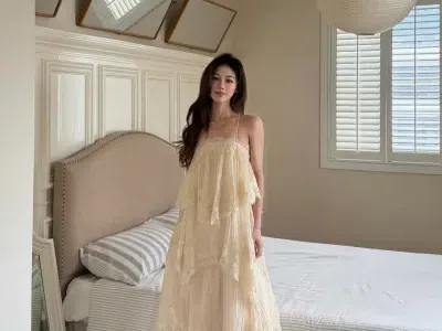 Đầm maxi tua rua trắng DK0026