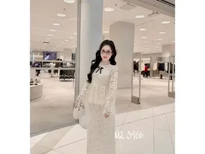Set váy tiểu thư ren trắng